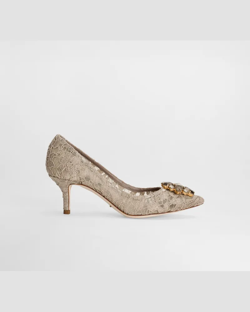 Dolce & Gabbana Lace Rainbow Pumps With Brooch Detailing - Frau Pumps Und Slingbacks Beige Spitze Stein