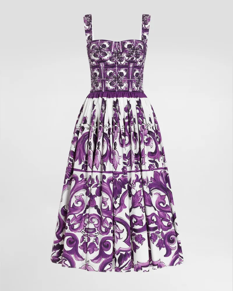 Dolce & Gabbana Majolica-print Poplin Dress - Frau Kleider Multicolor Multicolor