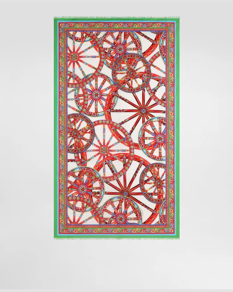 Dolce & Gabbana Sarong Aus Baumwolle Mit Carretto-print - Frau Bademode Mehrfarbig Mehrfarbig