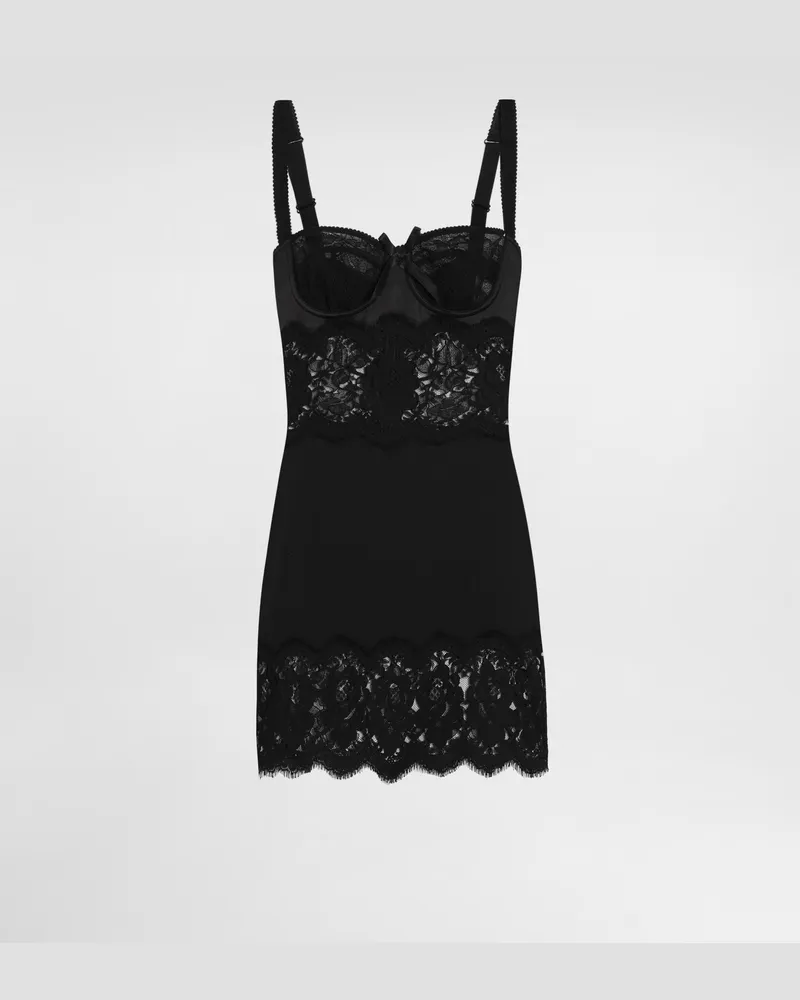 Dolce & Gabbana Silk Dress - Frau Kleider Schwarz Seide Black