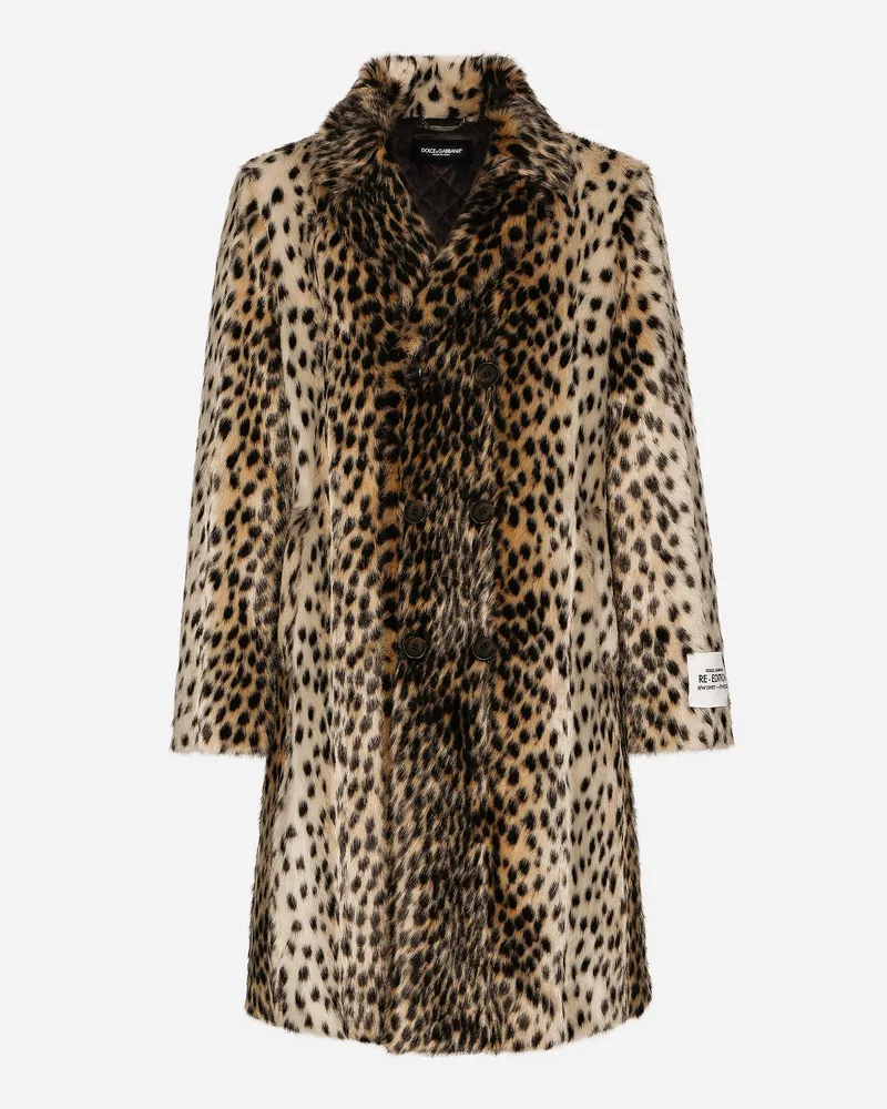 Dolce & Gabbana Mantel Aus Kunstfell Jacquard Luchs - Mann Mäntel Und Jacken Mehrfarbig Kunstpelz Mehrfarbig