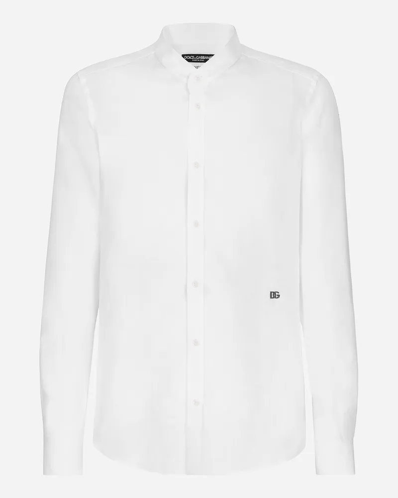 Dolce & Gabbana Hemd Martini Aus Leinen Mit Dg Hardware - Mann Hemden Wei� Leinen Weiss