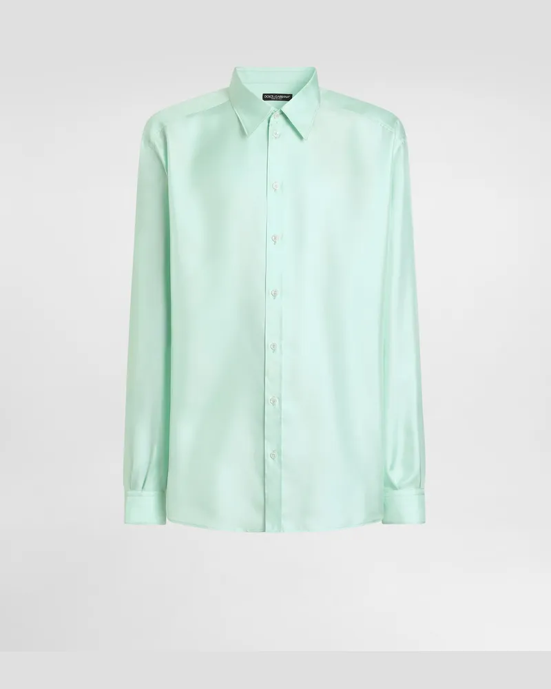 Dolce & Gabbana Hemd Aus Seidentwill - Mann Hemden Azure Azure