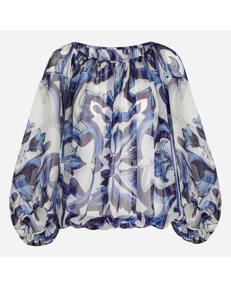 Dolce & Gabbana Chiffonbluse Majolika-Print Mehrfarbig