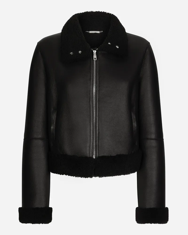 Dolce & Gabbana Shearling-jacke Aus Merino-lammfell - Frau Mäntel Und Jacken Schwarz Schwarz