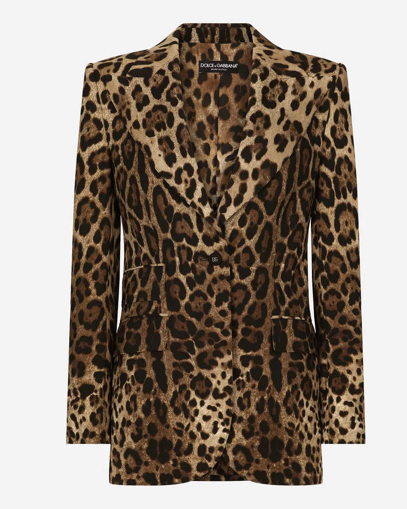 Dolce & Gabbana Turlington-jacke Aus Wolle Leoprint - Frau Blazer Animalprint Wolle Animal-print
