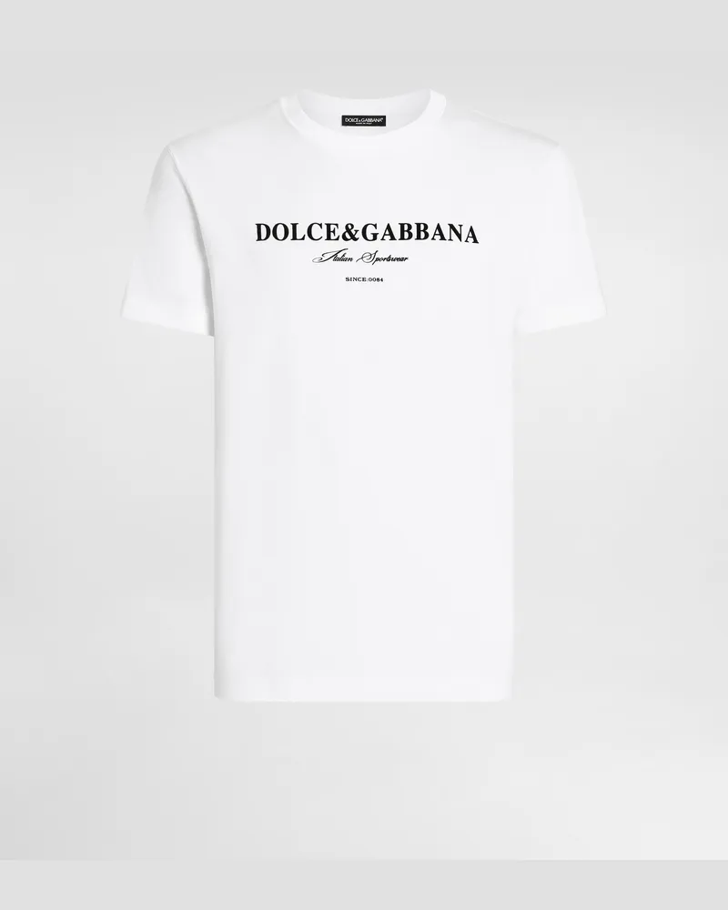 Dolce & Gabbana T-shirt Aus Baumwolle Mit Print - Mann T-shirts Und Polos Wei Weiss