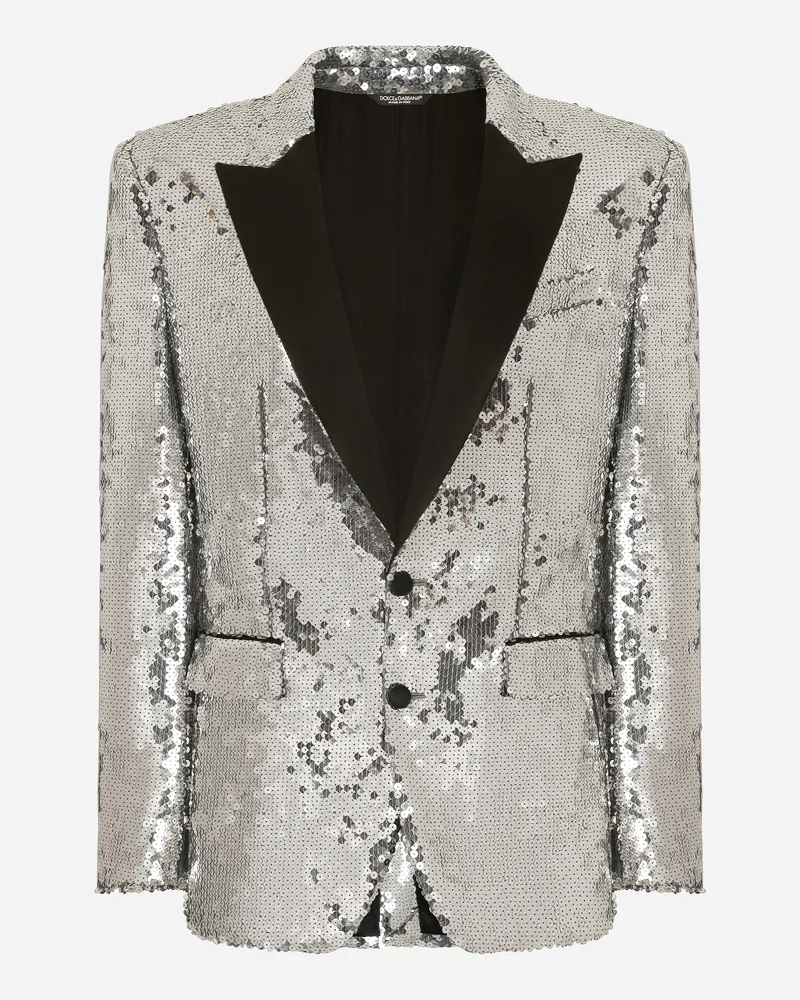 Dolce & Gabbana Einreihige Pailletten-smokingjacke Sicilia - Mann Anzüge Und Blazer Silber T�ll Silber
