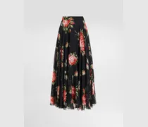Tellerrock Aus Chiffon Mit Rosenbouquet-print - Frau Röcke Mehrfarbig
