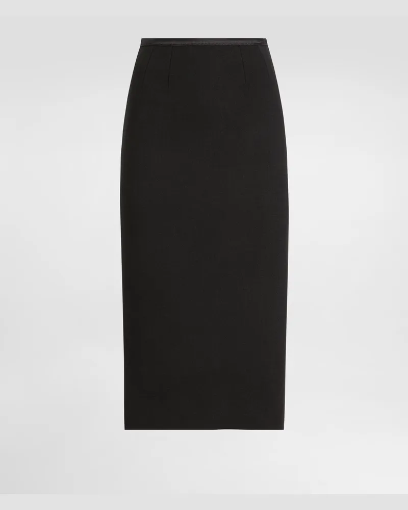 Dolce & Gabbana Longuette-schlauchrock Aus Wollkrepp - Frau Röcke Schwarz Schwarz