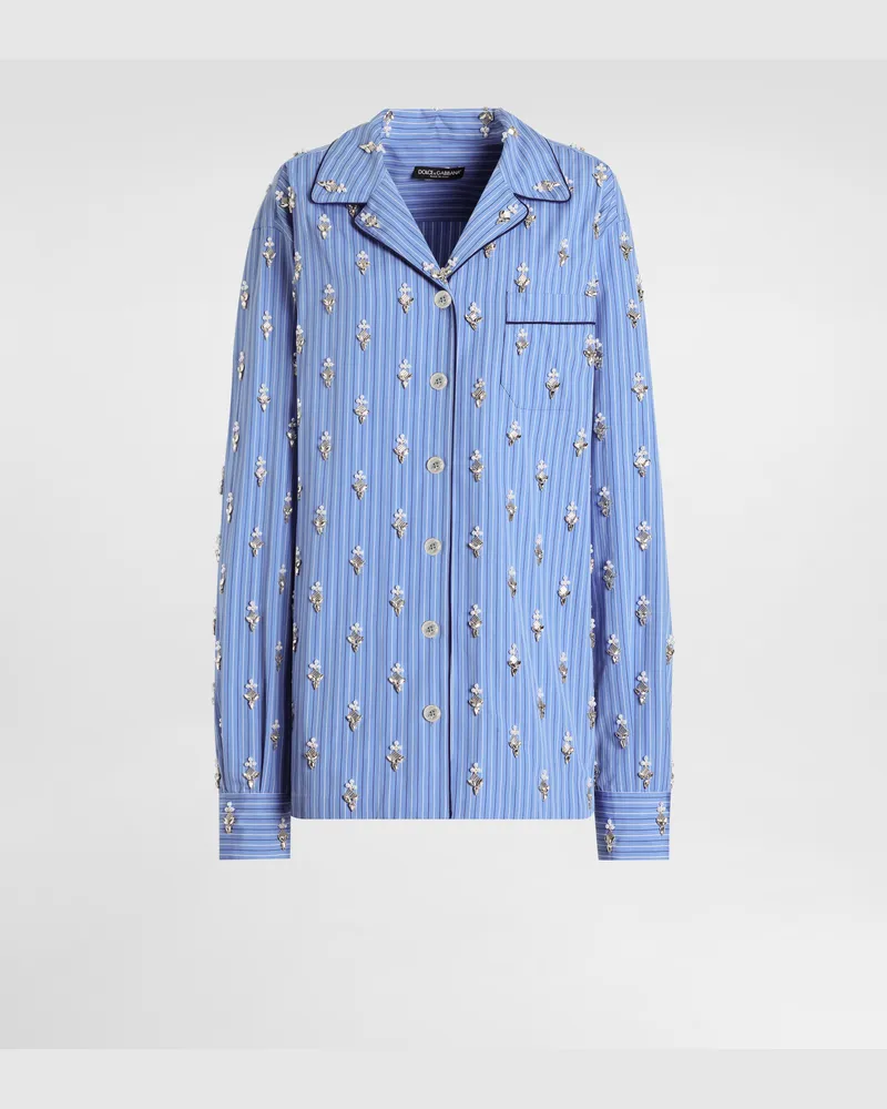 Dolce & Gabbana Cotton Shirt With Flower Embroidery - Frau Blusen Und Tops Mehrfarbig Multicolor