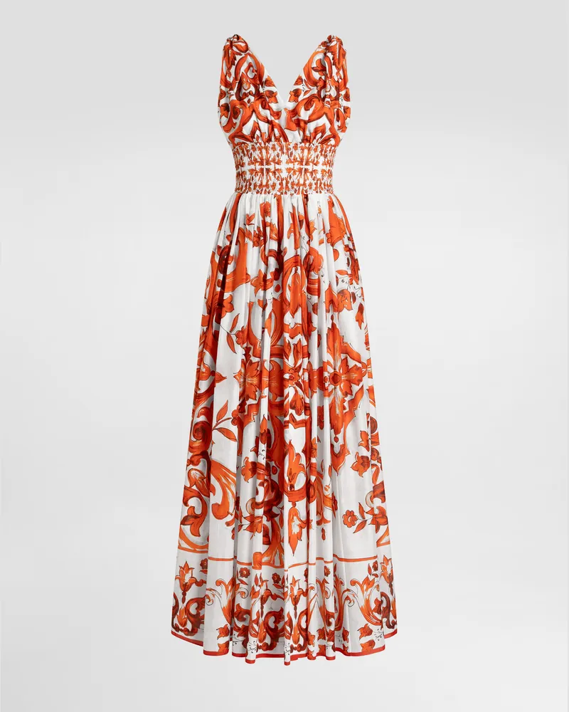 Dolce & Gabbana Maxikleid Mit Majolika-print - Frau Kleider Mehrfarbig Mehrfarbig