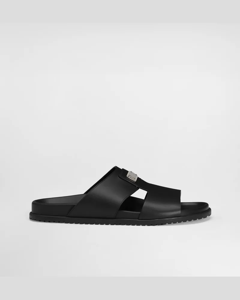 Dolce & Gabbana Calfskin Sandal - Mann Sandalen Und Slides Schwarz Black