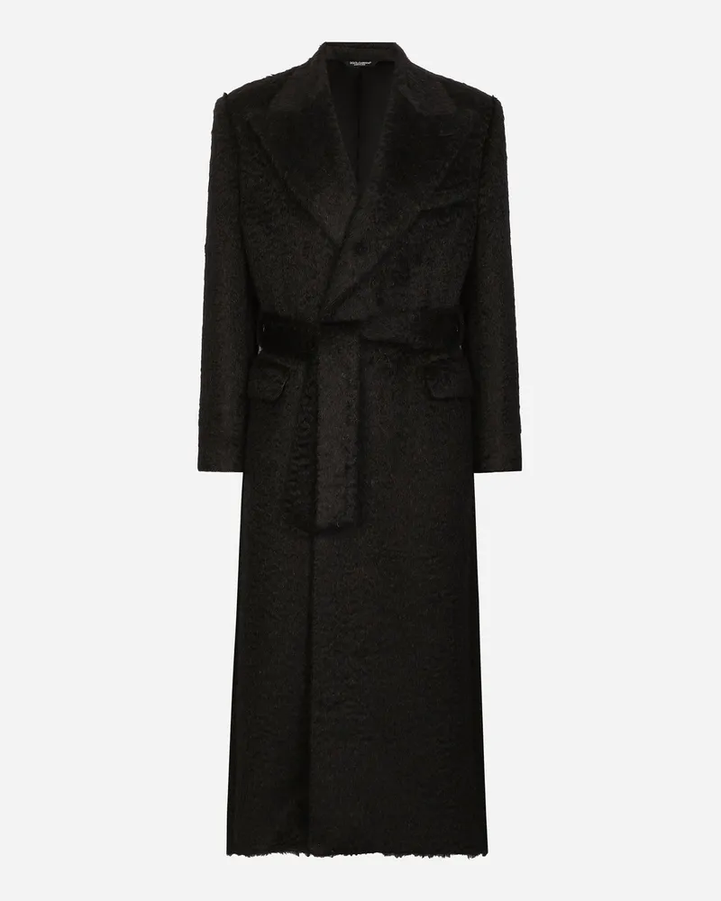 Dolce & Gabbana Oversize-mantel Aus Wolle Mit Gürtel - Mann Mäntel Und Jacken Schwarz Schwarz