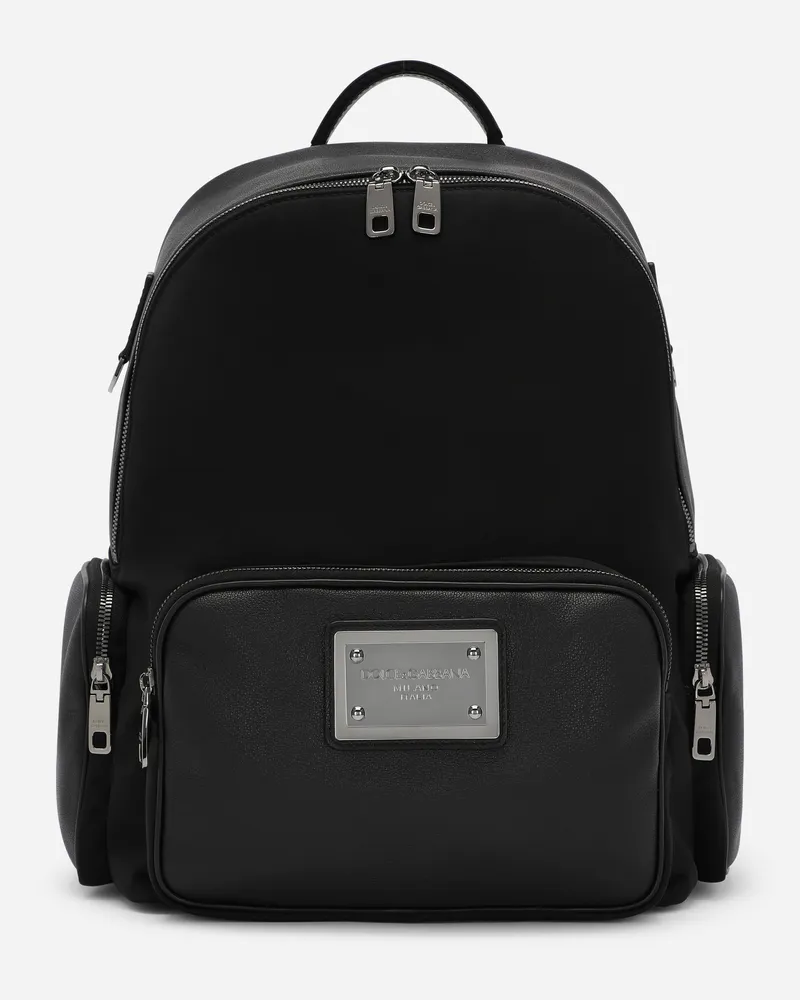Dolce & Gabbana Rucksack Aus Granata-kalbsleder Und Nylon - Mann Rucksäcke Und Bauchtaschen Schwarz Stoff Schwarz