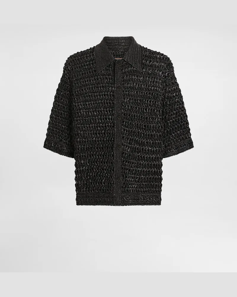 Dolce & Gabbana Gehäkeltes Hemd Aus Bast Und Viskose - Mann Strickwaren Schwarz Schwarz