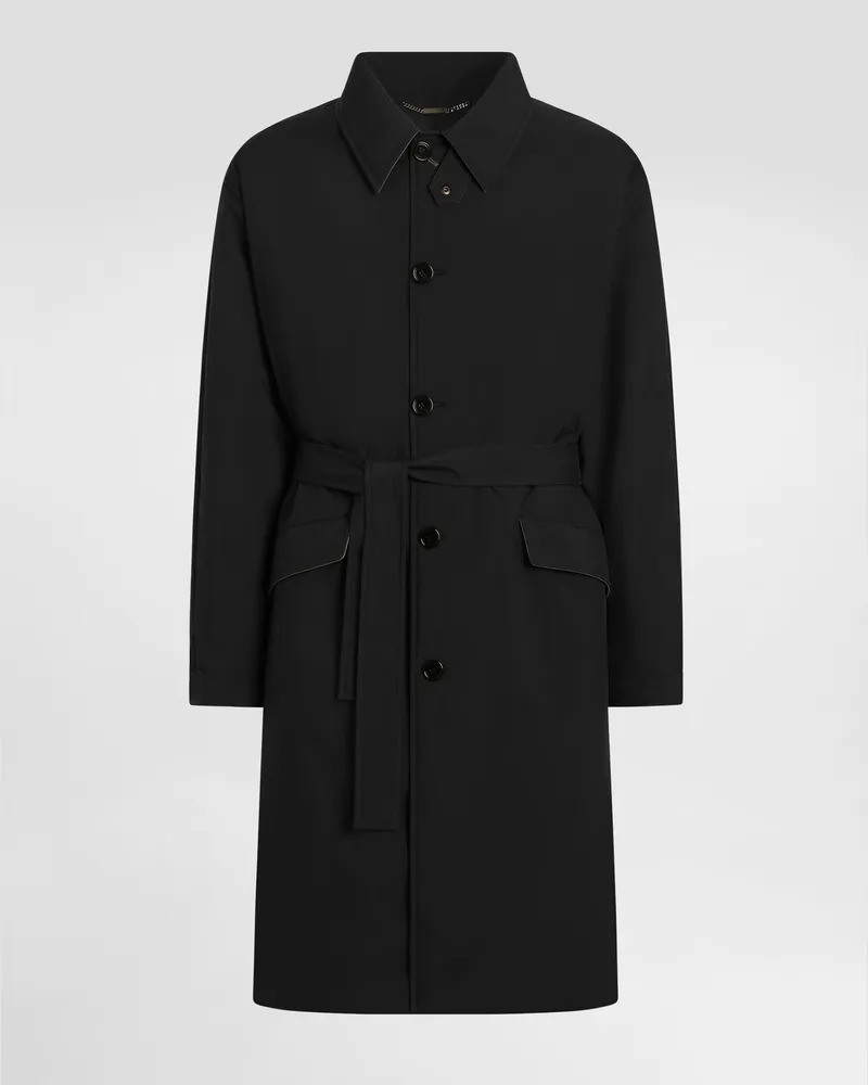Dolce & Gabbana Trenchcoat Aus Nylon Mit Einreihiger Knopfleiste - Mann Mäntel Und Jacken Schwarz Schwarz