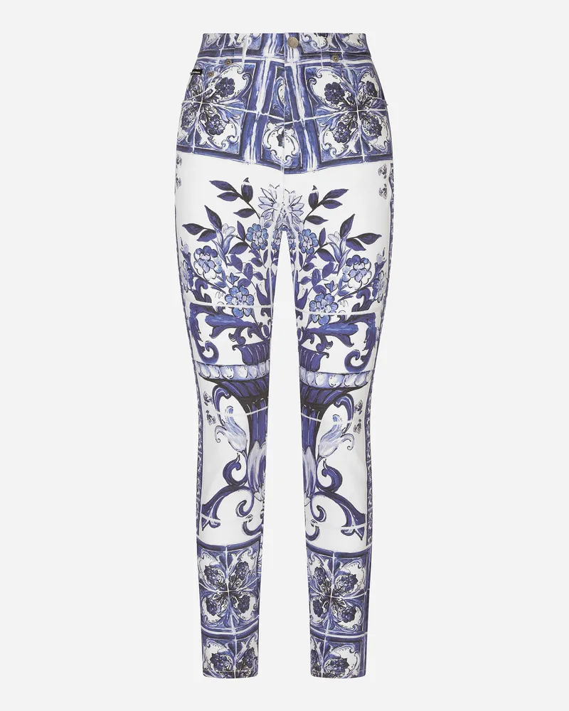Dolce & Gabbana Jeans Grace Aus Denim Majolika-print - Frau Denim Mehrfarbig Mehrfarbig