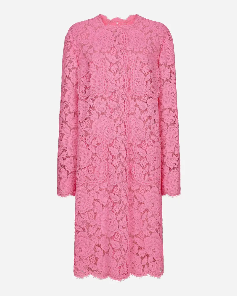 Dolce & Gabbana Mantel Aus Floraler Kordelspitze Mit Logo - Frau Mäntel Und Jacken Rosa Rosa