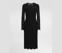 Longuette-langarmkleid Aus Elastischer Spitze Mit Logo - Frau Kleider Schwarz