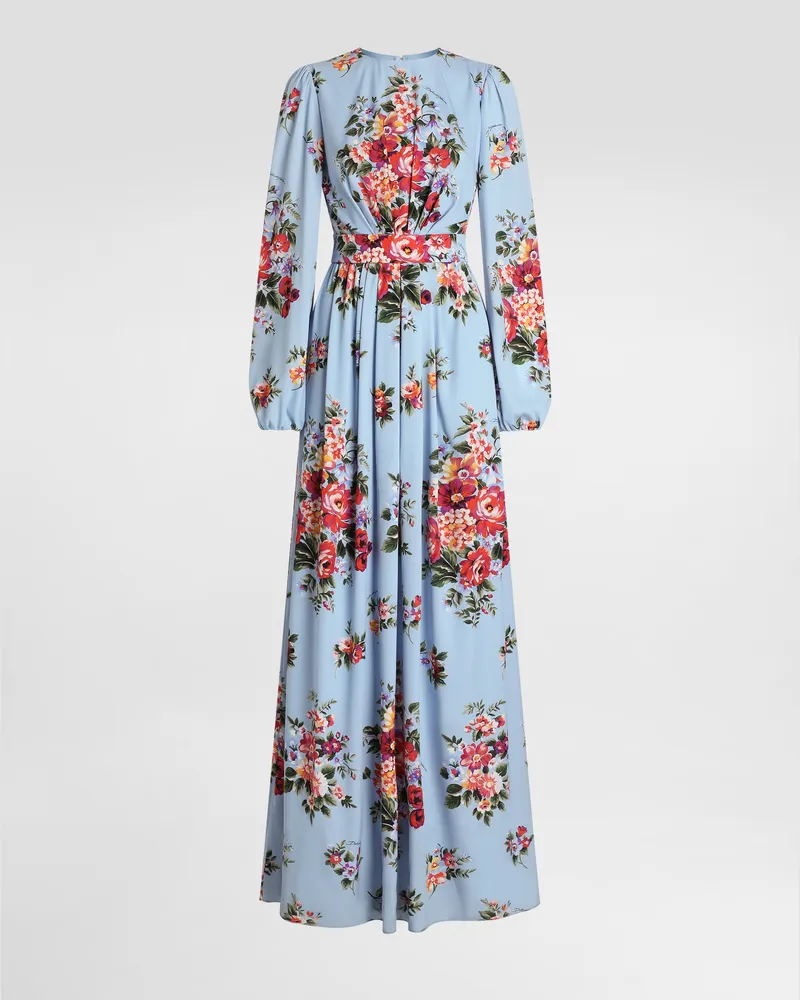 Dolce & Gabbana Flower Bouquet-print Charmeuse Dress - Frau Kleider Mehrfarbig Mehrfarbig
