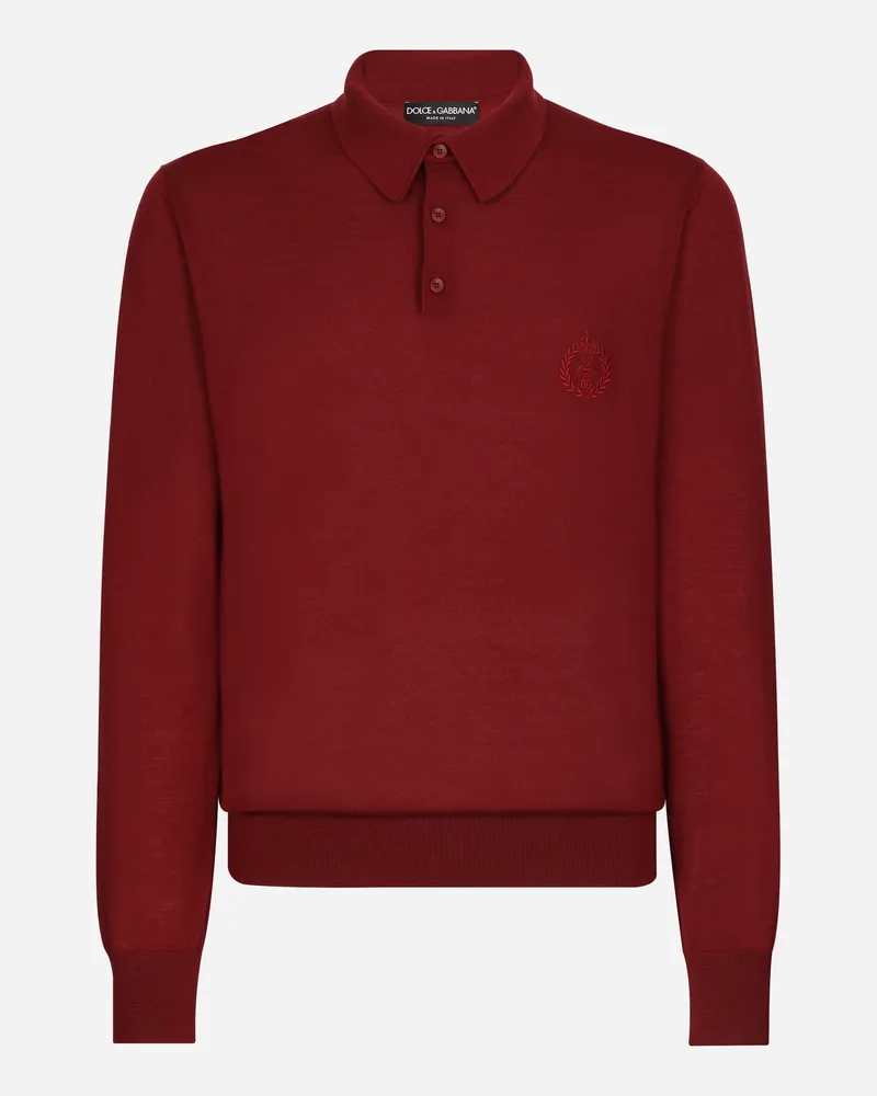 Dolce & Gabbana Poloshirt Aus Kaschmir Dg-logostickerei - Mann Strickwaren Bordeaux Kaschmir Burgunderrot