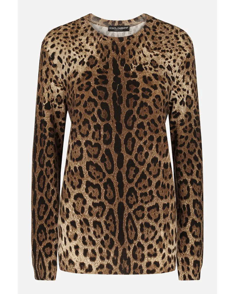 Dolce & Gabbana Pullover aus Kaschmir Leoprint Animal-print