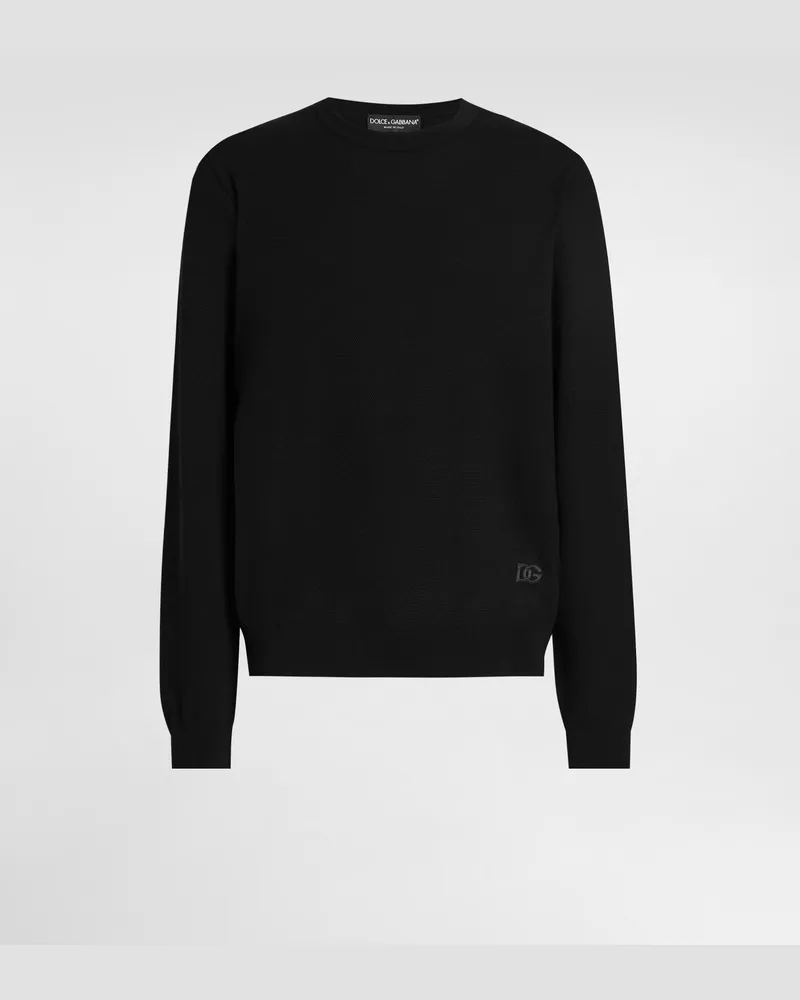 Dolce & Gabbana Rundhalspullover Aus Wolle - Mann Strickwaren Schwarz Schwarz