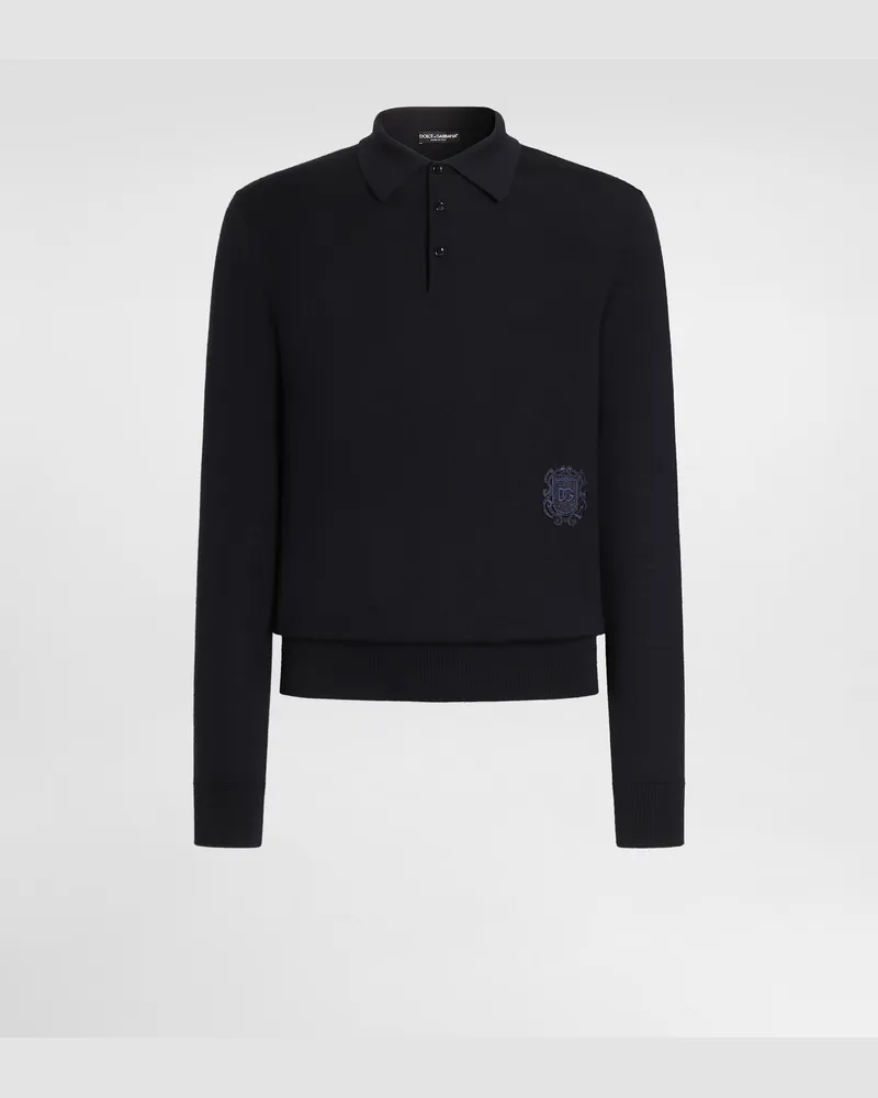 Dolce & Gabbana Polohemd Aus Schurwolle - Mann Strickwaren Blau Blau