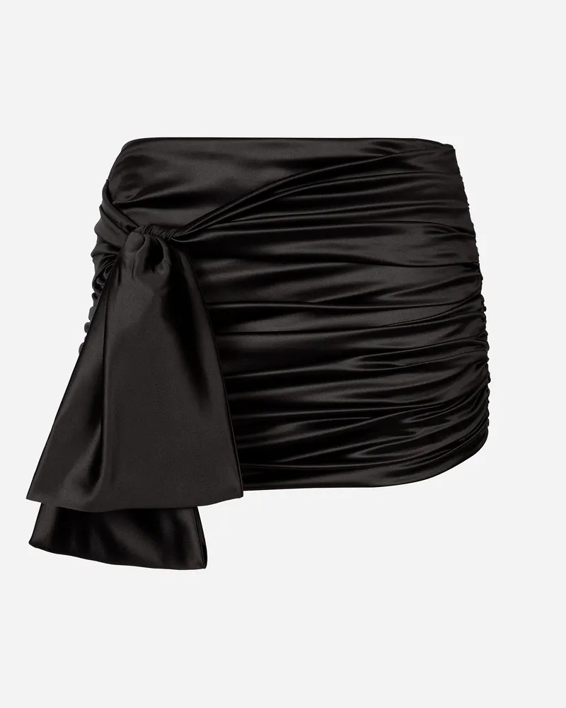 Dolce & Gabbana Drapierter Rock Aus Satin Mit Seitlicher Schleife - Frau Röcke Schwarz Seide Schwarz