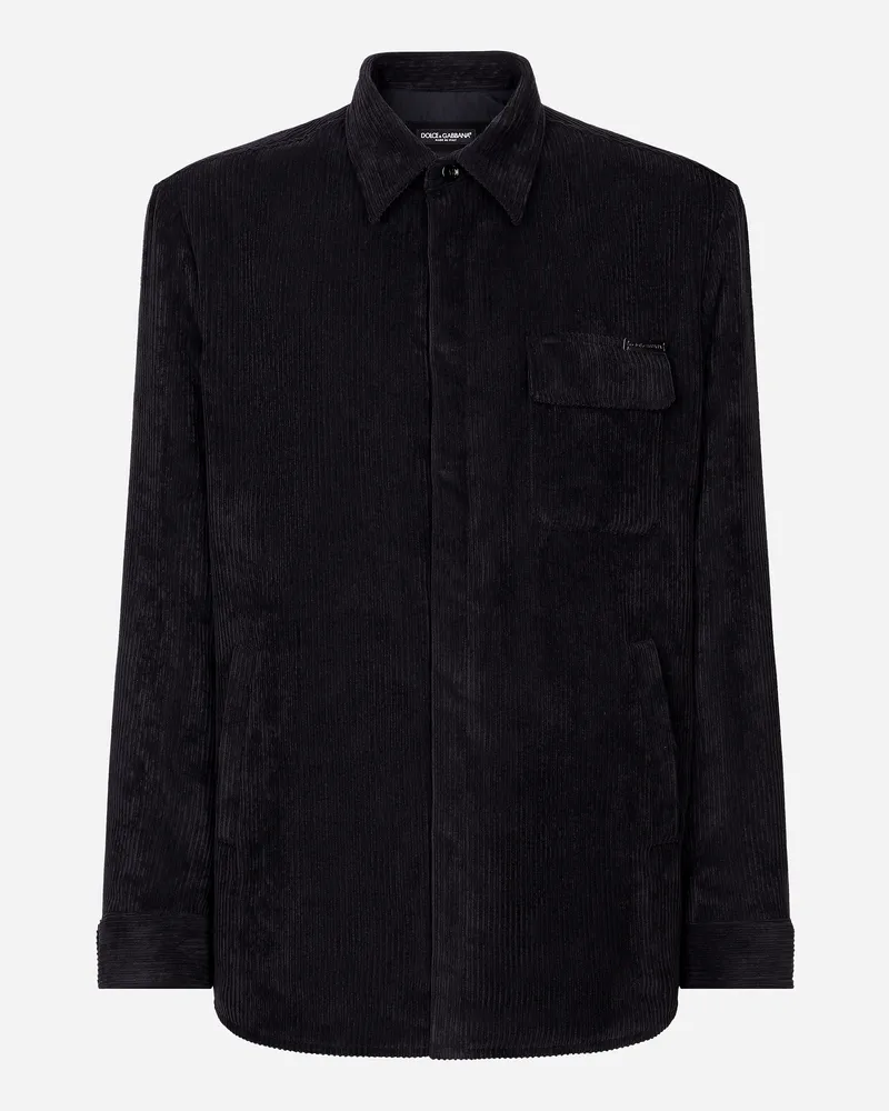 Dolce & Gabbana Gefüttertes Hemd Aus Samt - Mann Hemden Schwarz Schwarz