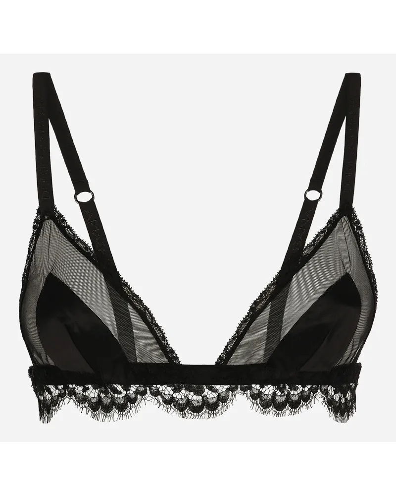 Dolce & Gabbana Triangel-BH Soft-Cups aus Tüll, Satin und Spitze Schwarz