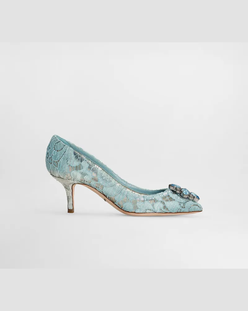 Dolce & Gabbana Pumps Rainbow Aus Spitze Mit Brosche - Frau Pumps Und Slingbacks Hellblau Spitze Hellblau