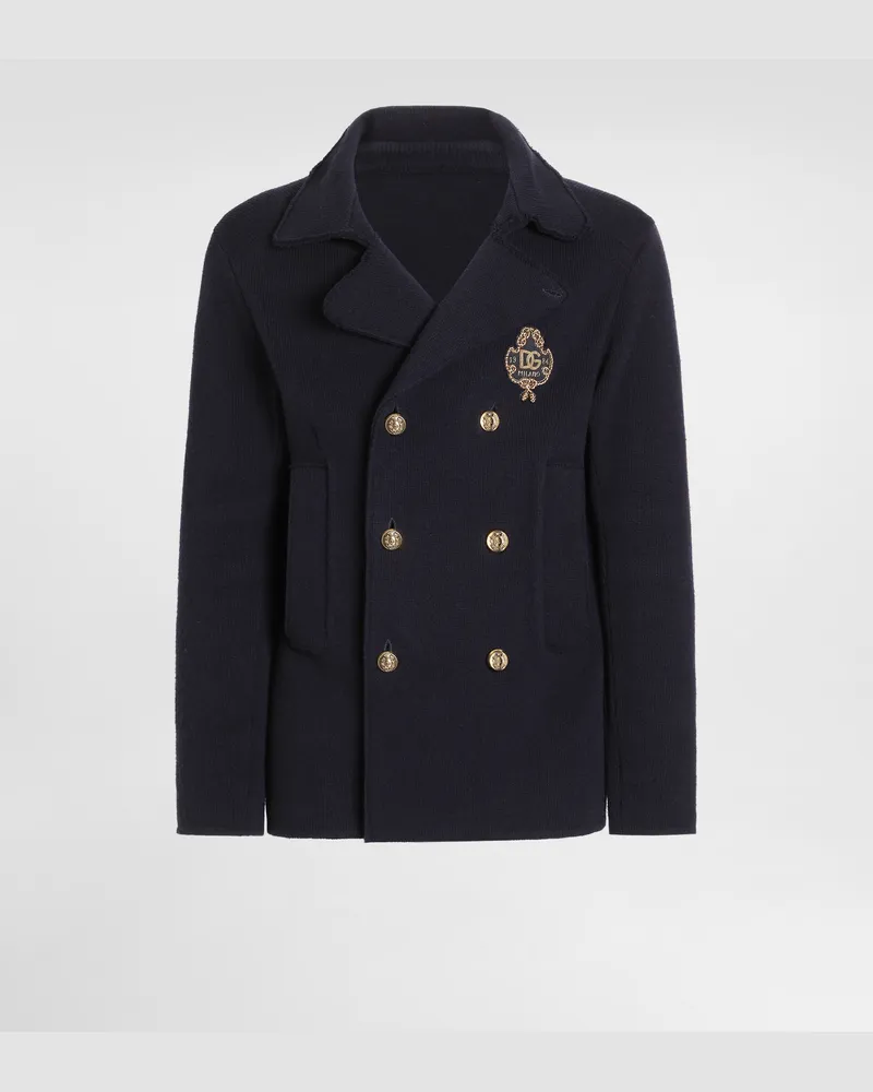 Dolce & Gabbana Jacke Aus Schurwolle Mit Zweireihiger Knopfleiste - Mann Mäntel Und Jacken Blau Blau