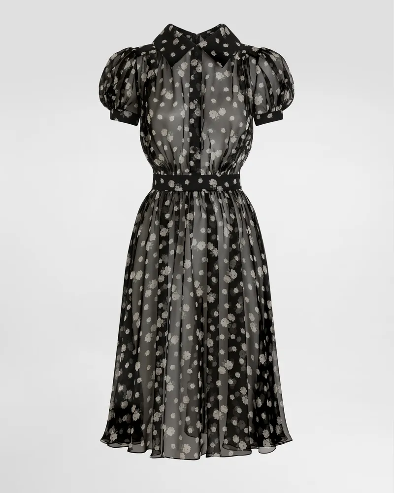 Dolce & Gabbana Small Rose And Polka Dot-print Chiffon Dress - Frau Kleider Multicolor Multicolor