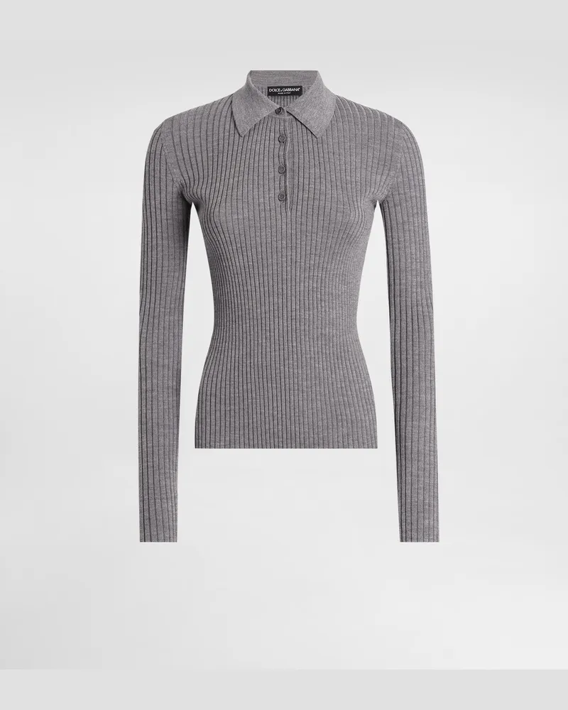 Dolce & Gabbana Gerippter Wollpullover - Frau Strickwaren Grau Grau