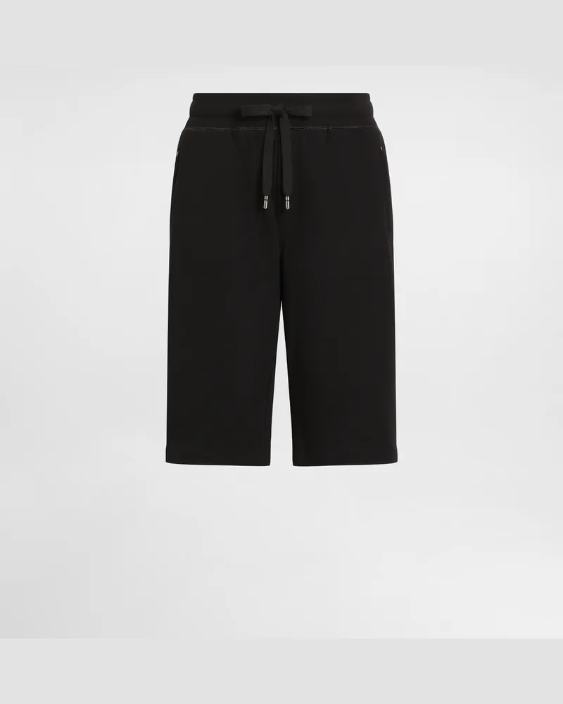Dolce & Gabbana Jogging-bermudas Aus Jersey Mit Logoplakette - Mann Hosen Und Shorts Schwarz Baumwolle Schwarz