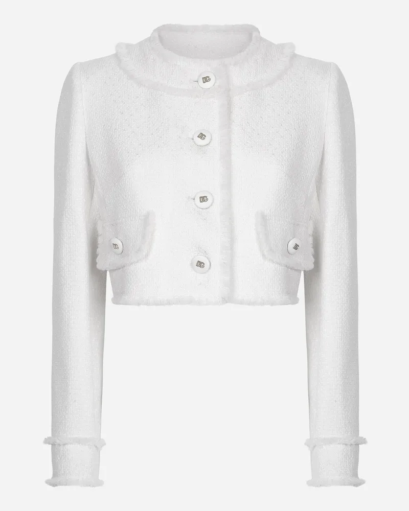 Dolce & Gabbana Kurzjacke Aus Raschel-tweed - Frau Mäntel Und Jacken Wei Weiss