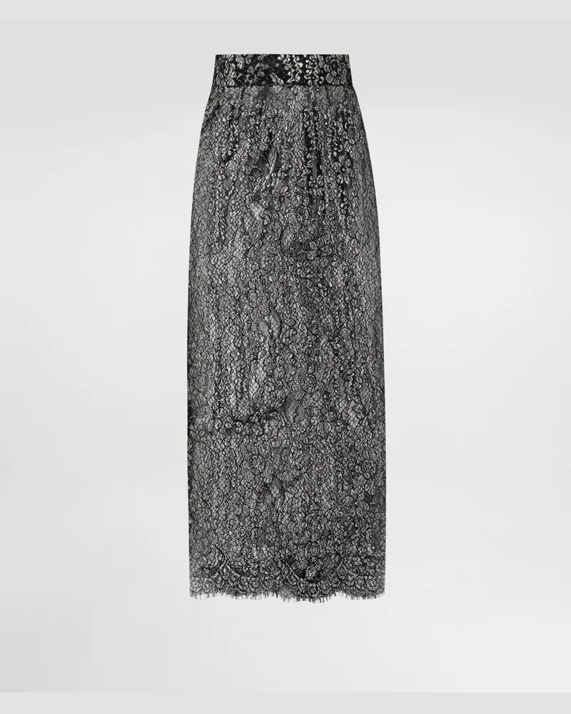 Dolce & Gabbana Lamé Lace Skirt - Frau Collection Silber Silver
