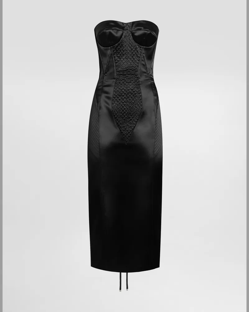 Dolce & Gabbana Trägerloses Kleid Aus Satin Mit Bustier- Und Korsettdetails - Frau Kleider Schwarz Satin Schwarz