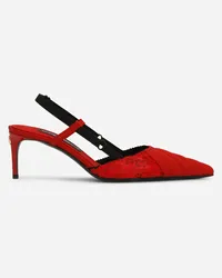 Dolce & Gabbana Slingback aus Miedersatin Rot