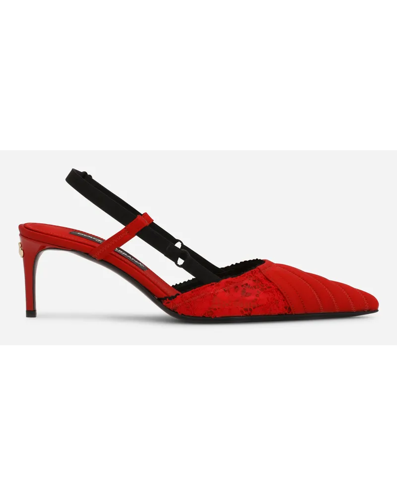 Dolce & Gabbana Slingback aus Miedersatin Rot