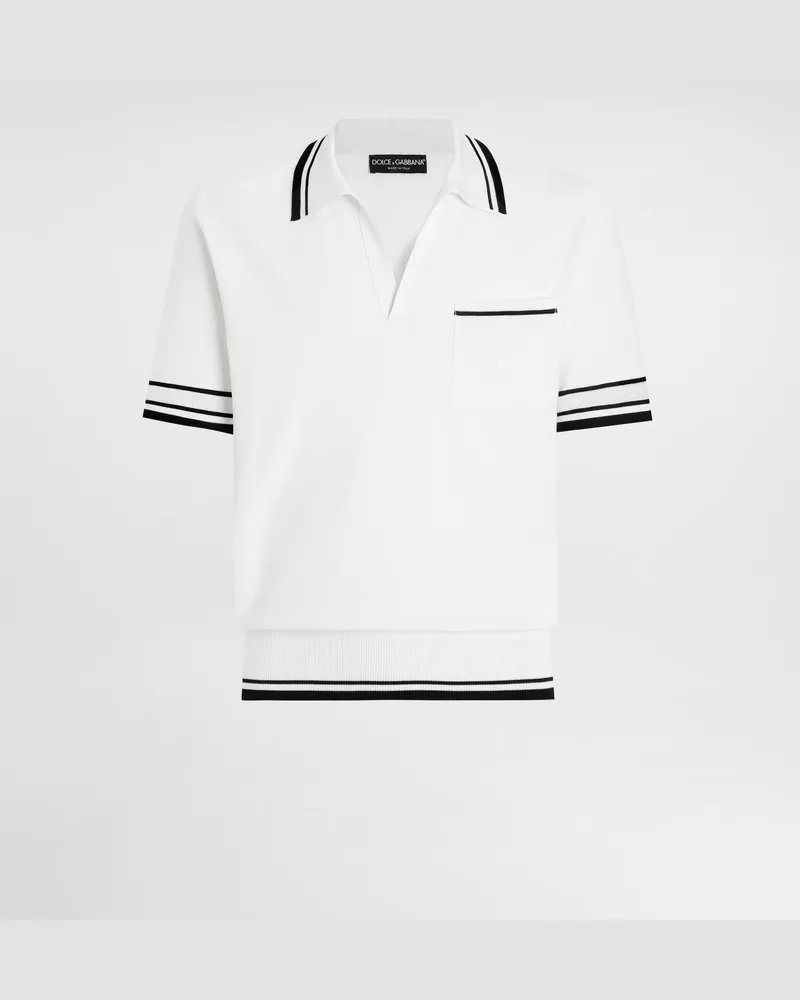 Dolce & Gabbana Poloshirt Aus Seidenpiqué - Mann Strickwaren Wei Weiss