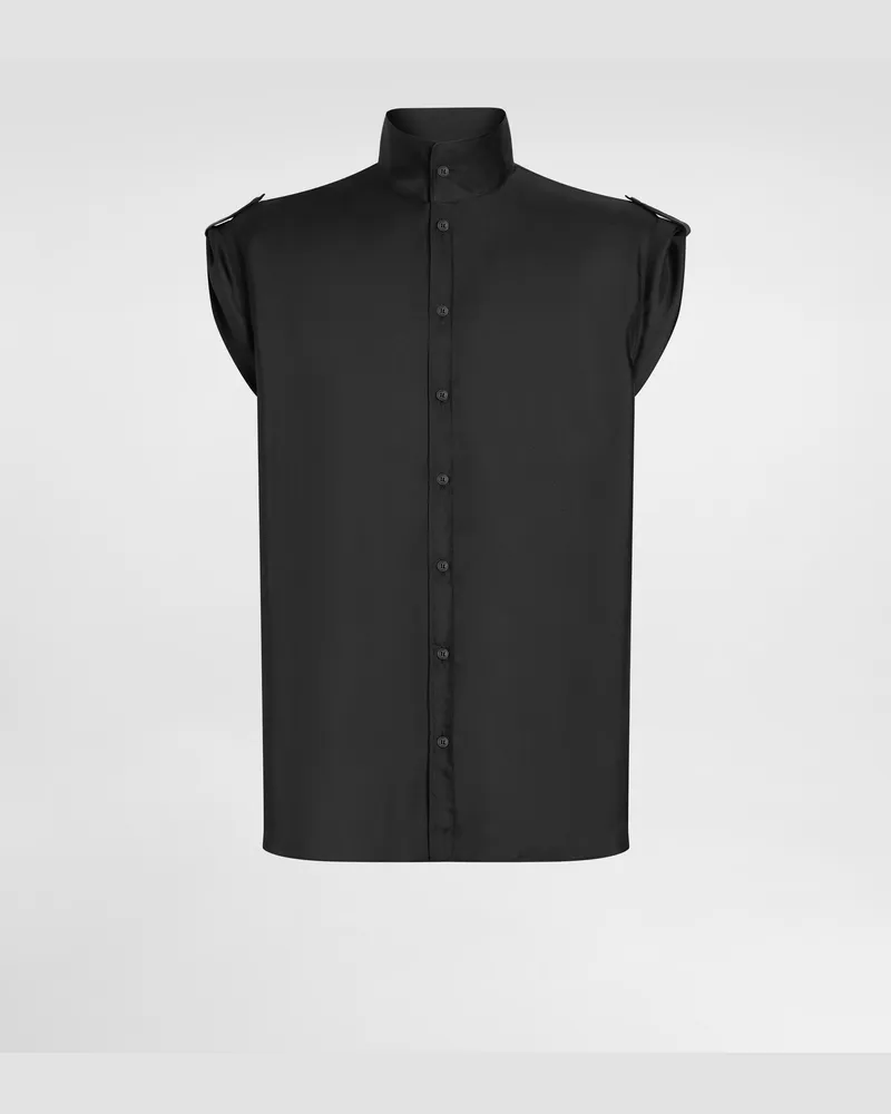 Dolce & Gabbana Hawaiihemd Aus Seidentwill - Mann Hemden Schwarz Schwarz