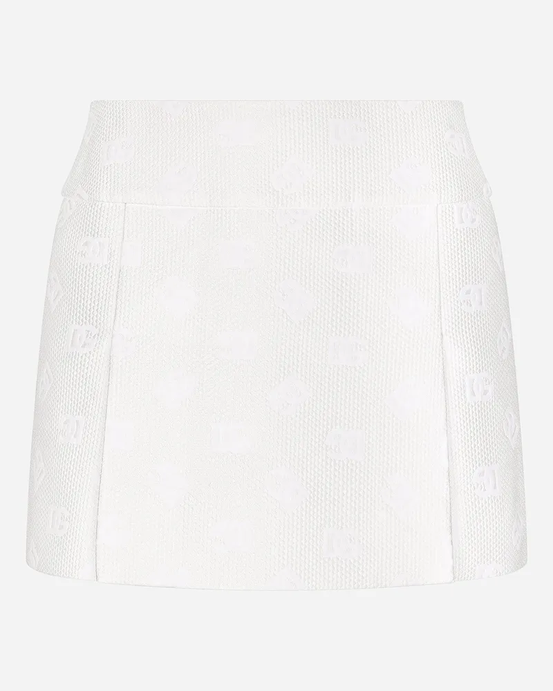Dolce & Gabbana Minirock Aus Jacquard Mit Dg-logo Allover - Frau Röcke Wei Weiss