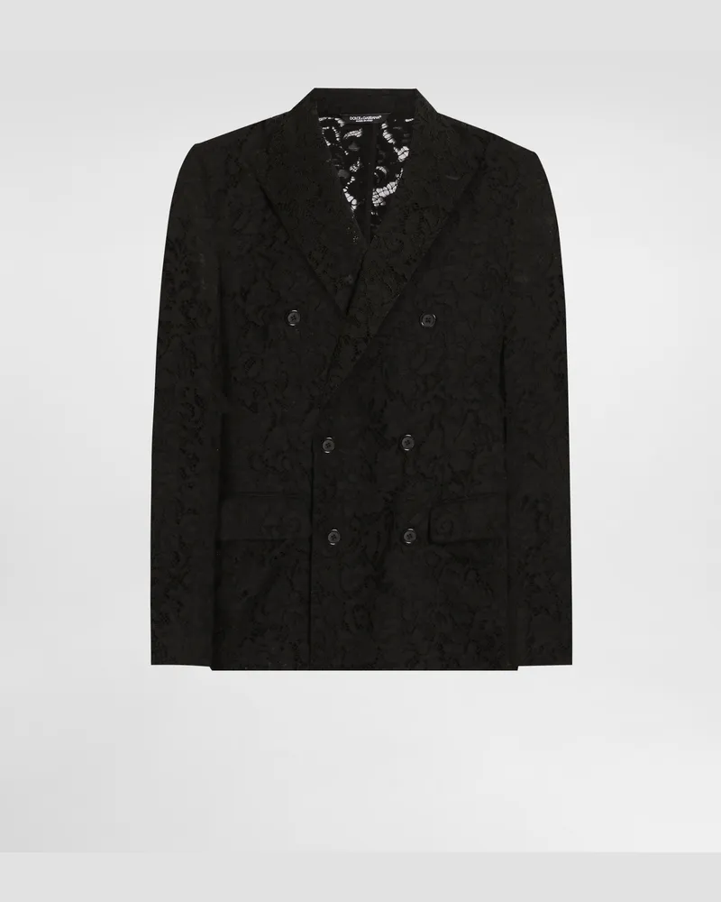 Dolce & Gabbana Zweireihige Jacke Sicilia Aus Kordelspitze - Mann Anzüge Und Blazer Schwarz Schwarz