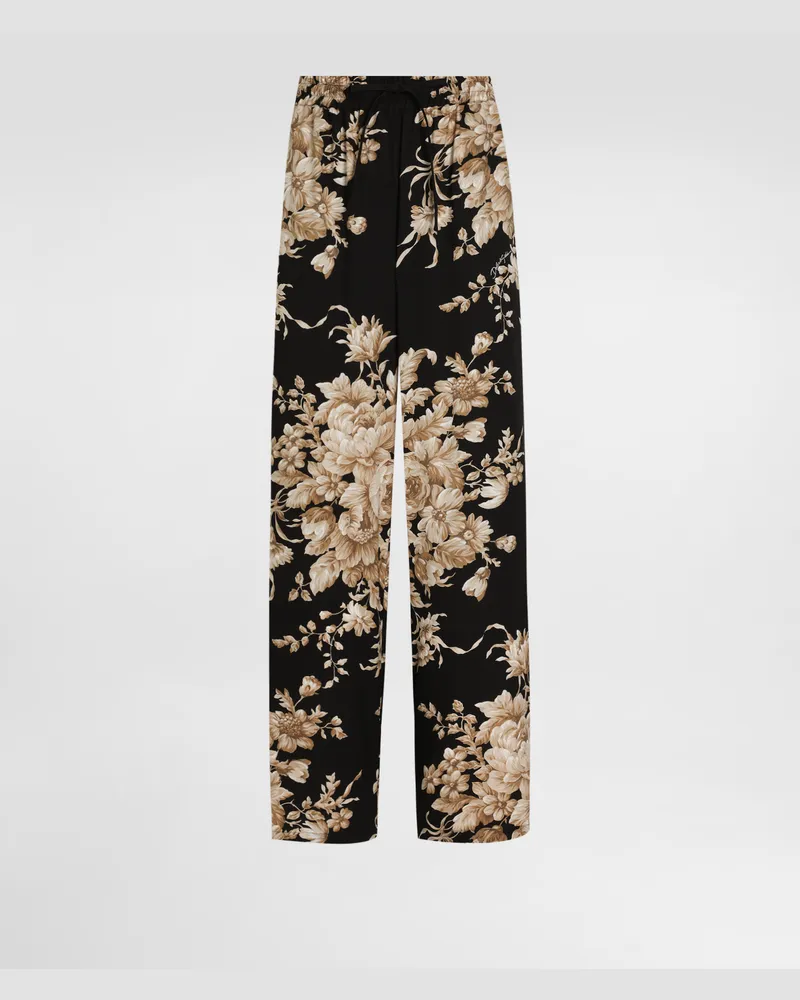 Dolce & Gabbana Hose Vanity Aus Seide Mit Rosenprint - Frau Hosen Und Shorts Drucken Drucken