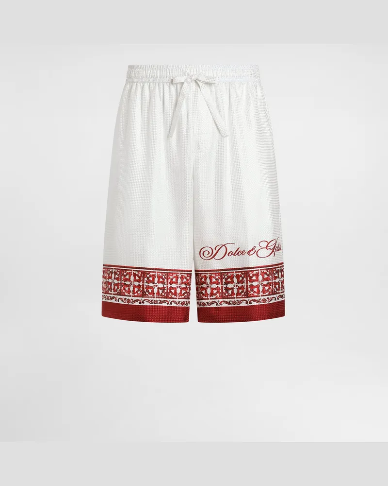 Dolce & Gabbana Bermudashorts Vanity Aus Jacquard-twill Mit Majolika-print - Mann Hosen Und Shorts Mehrfarbig Mehrfarbig