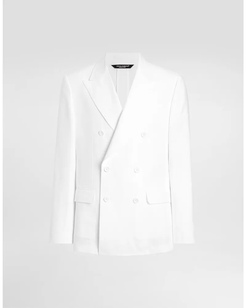 Dolce & Gabbana Zweireihige Jacke Aus Leinenstoff - Mann Anzüge Und Blazer Wei Weiss