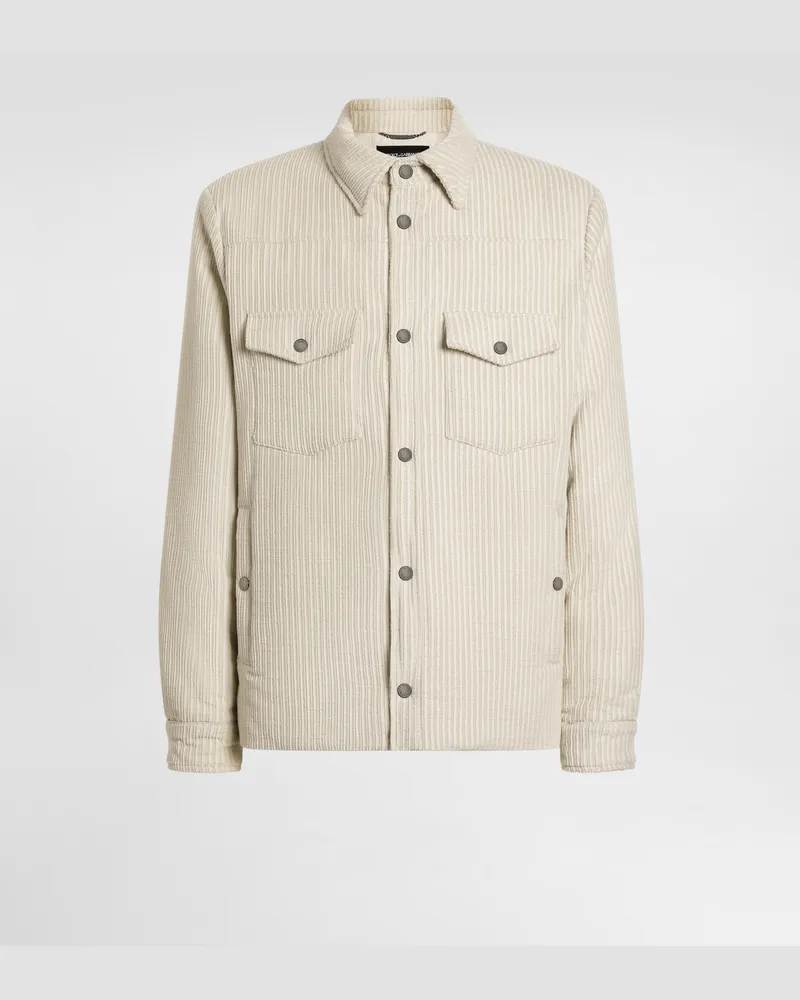 Dolce & Gabbana Hemd Aus Wattiertem Und Gestepptem Cord - Mann Mäntel Und Jacken Wei Weiss
